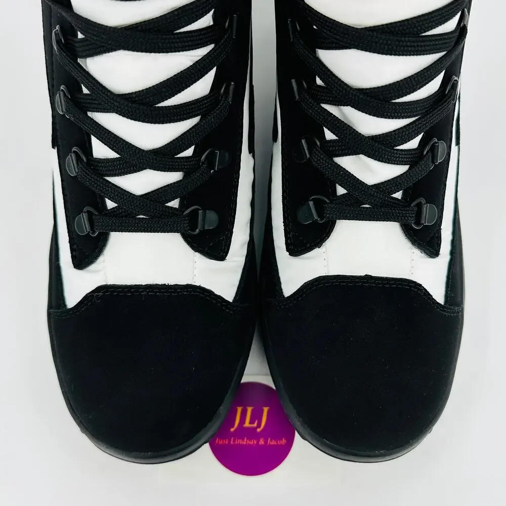 Pajar Women's Talya Color Block Lace Up Winter Snow Boots White/Black Size 9